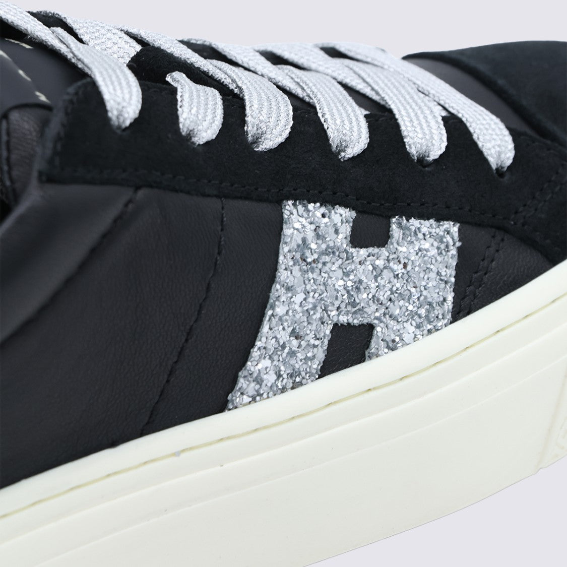 Hogan Black Sneakers With Silver Glitter Detail