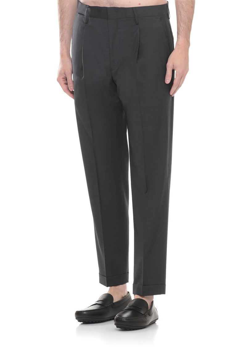 Briglia 1949 Dark Grey Tiberios Wool Straight-Leg Pants