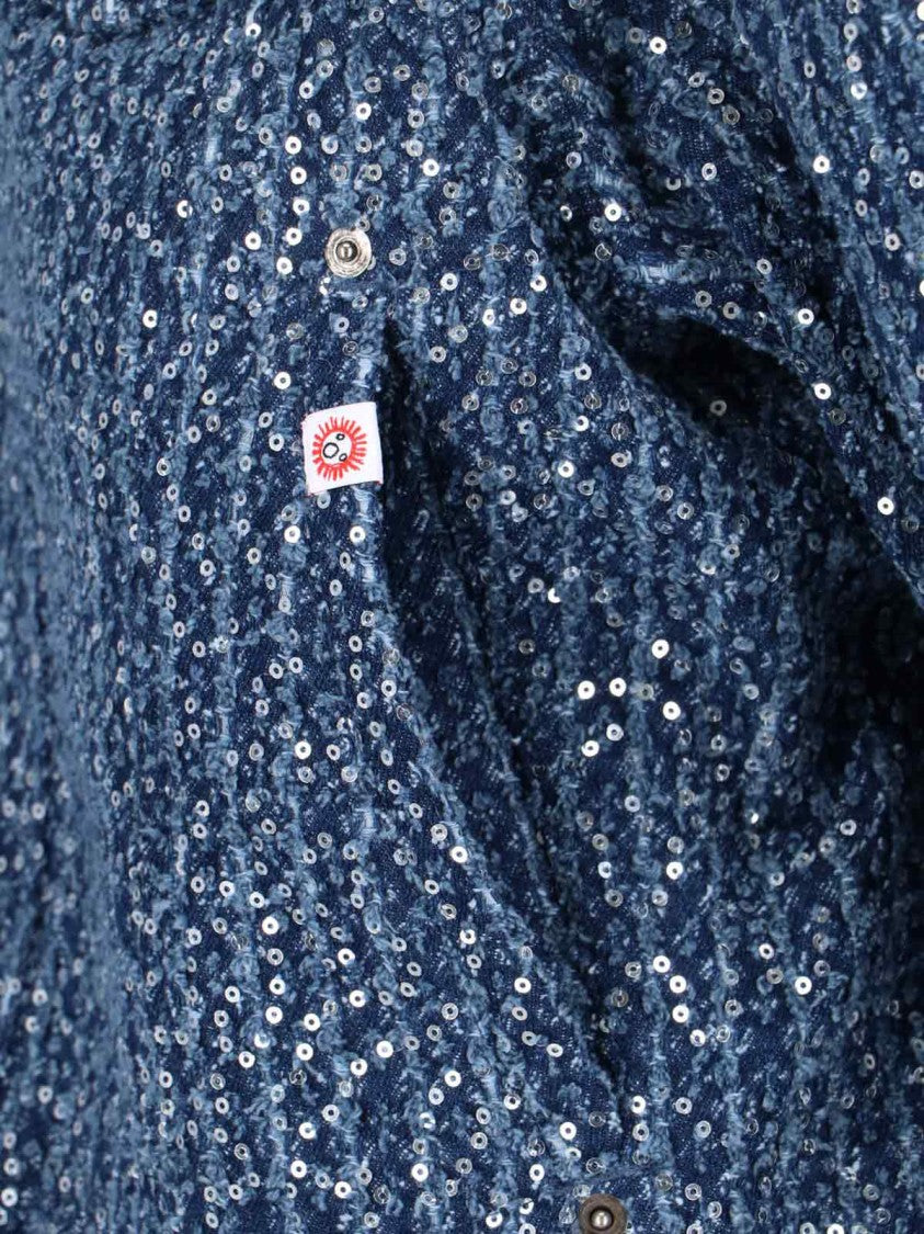 Charles Jeffrey Loverboy Blue Denim Sequin Jacket