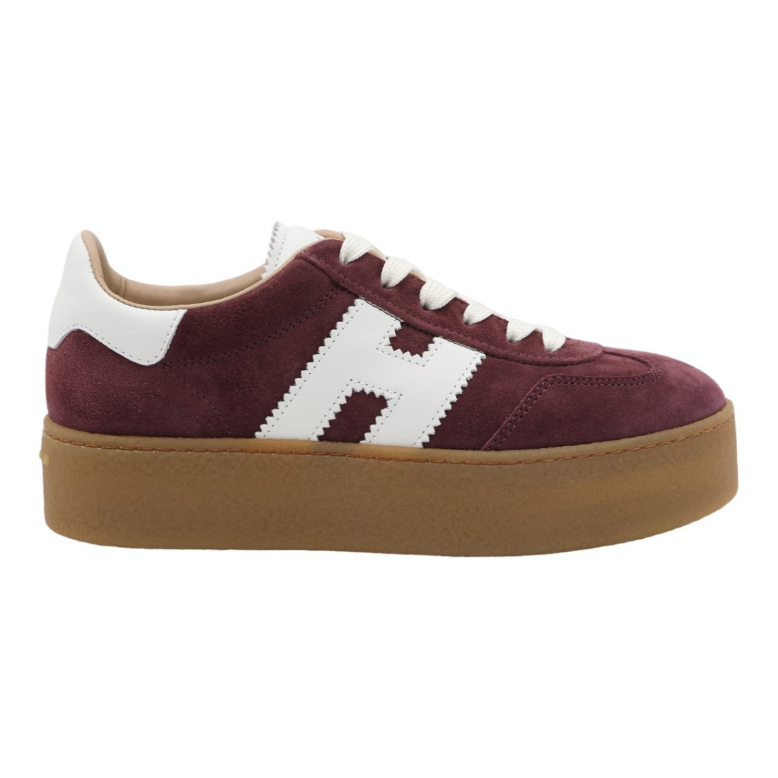 Hogan Platform Sneakers With Burgundy Suede Upper