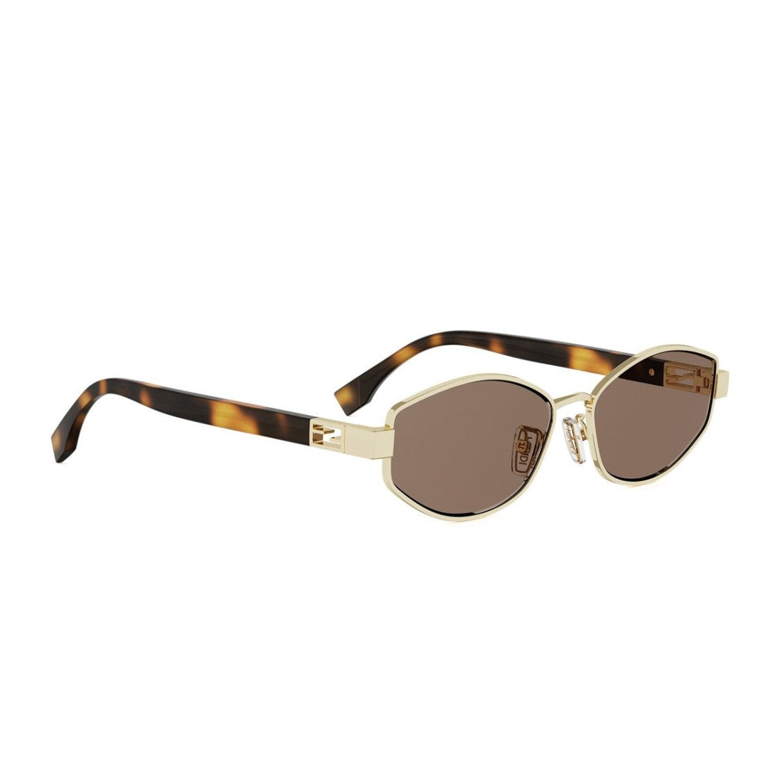 Fendi Gold Baguette Metal Geometric Sunglasses