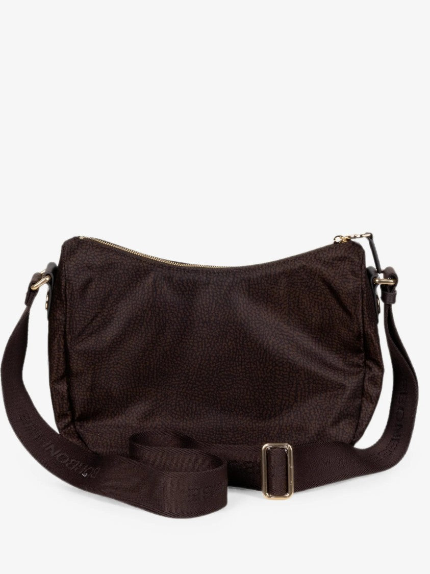 Borbonese Brown Luna Small Textured Pebble Leather Shoulder Bag