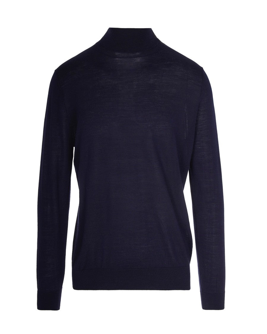 Ballantyne Navy Blue Wool Turtleneck