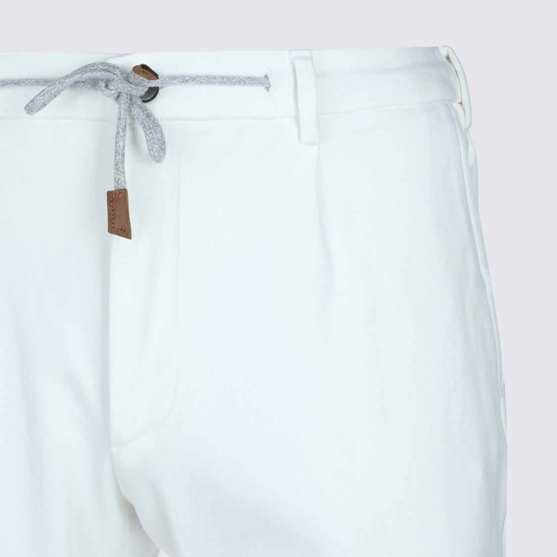 Eleventy White Drawstring Slim-Fit Straight-Leg Pants