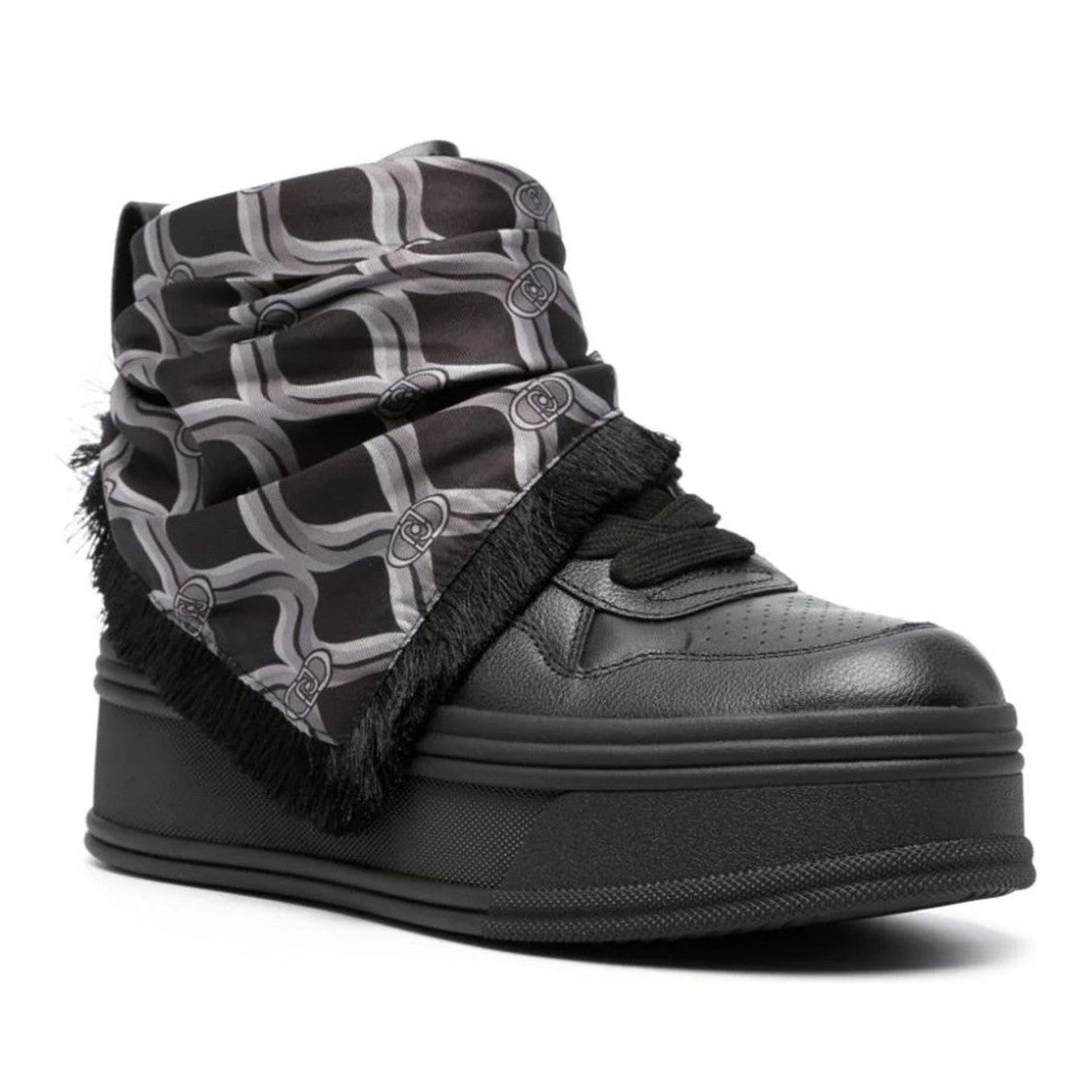 Liu Jo Black Selma 02 Leather Fringed Scarf Boots