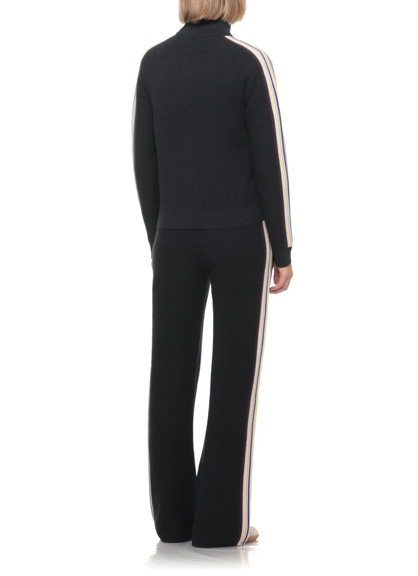 Casablanca Blue Cafe Culture High Neck Zip Sweatshirt