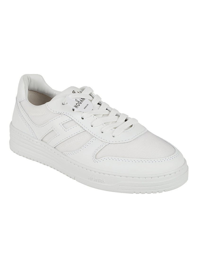Hogan Lace-Up White Sneakers With Leather