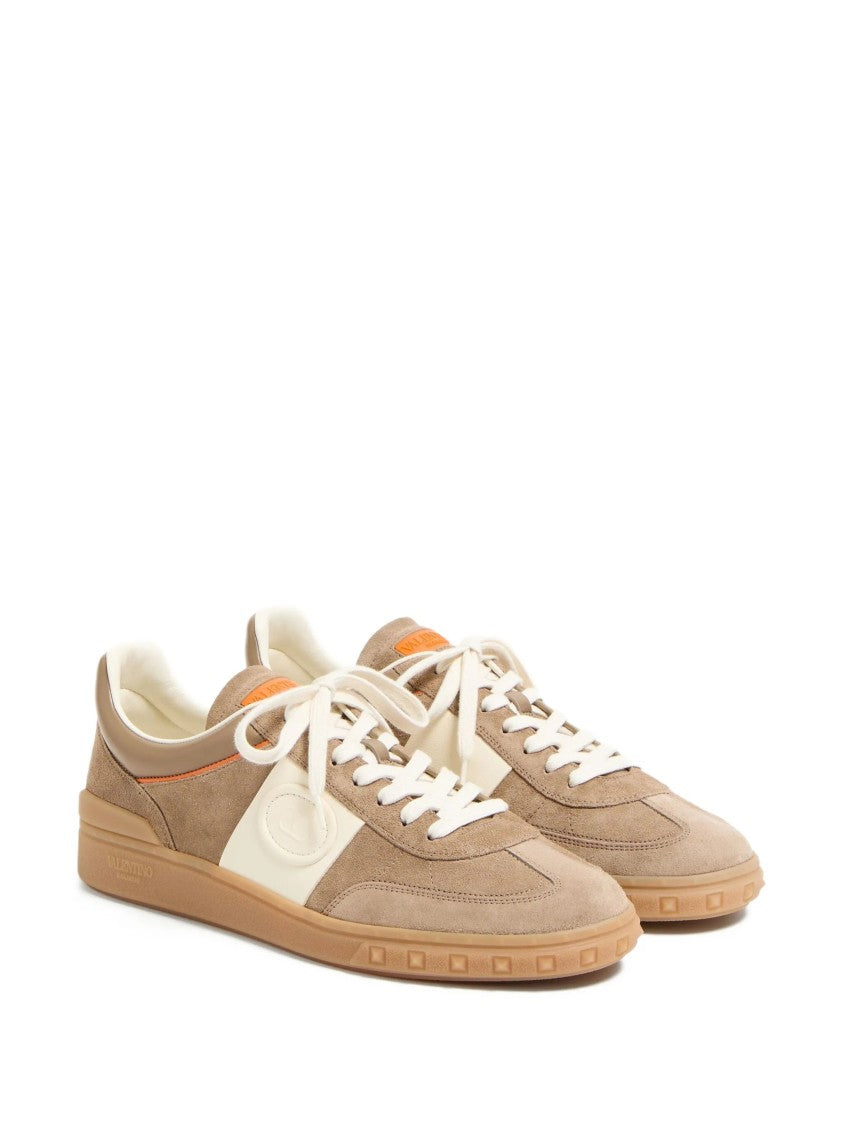 Valentino Beige Upvillage Suede Low-Top Sneakers