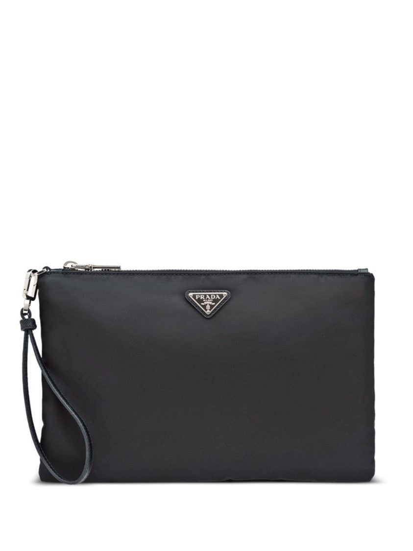 Prada Re-Nylon Triangle-Logo Clutch Bag