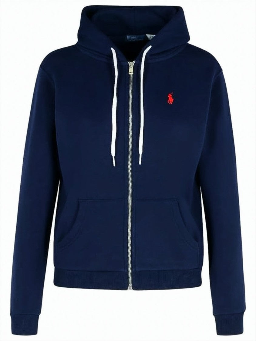 Polo Ralph Lauren Navy Blue Zip-Up Hoodie With Drawstring