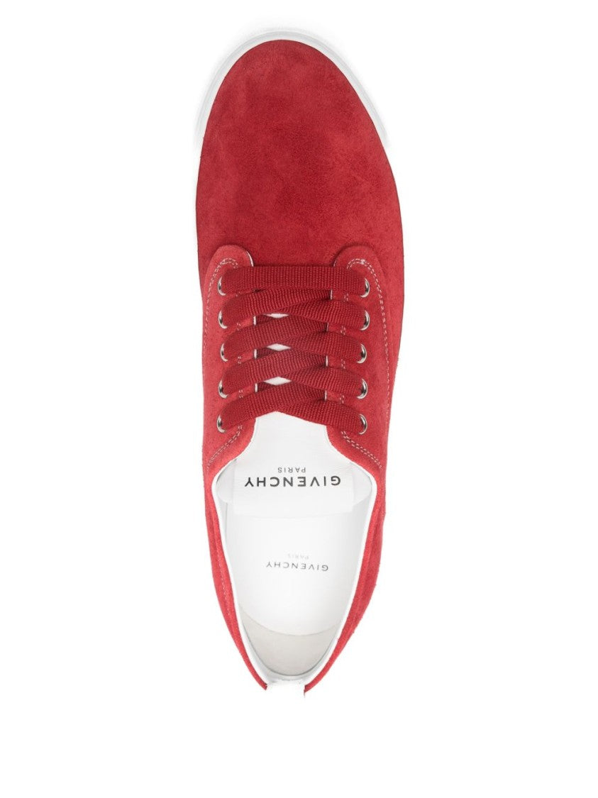 Givenchy Red Topstitching Round Toe Pull Sneakers