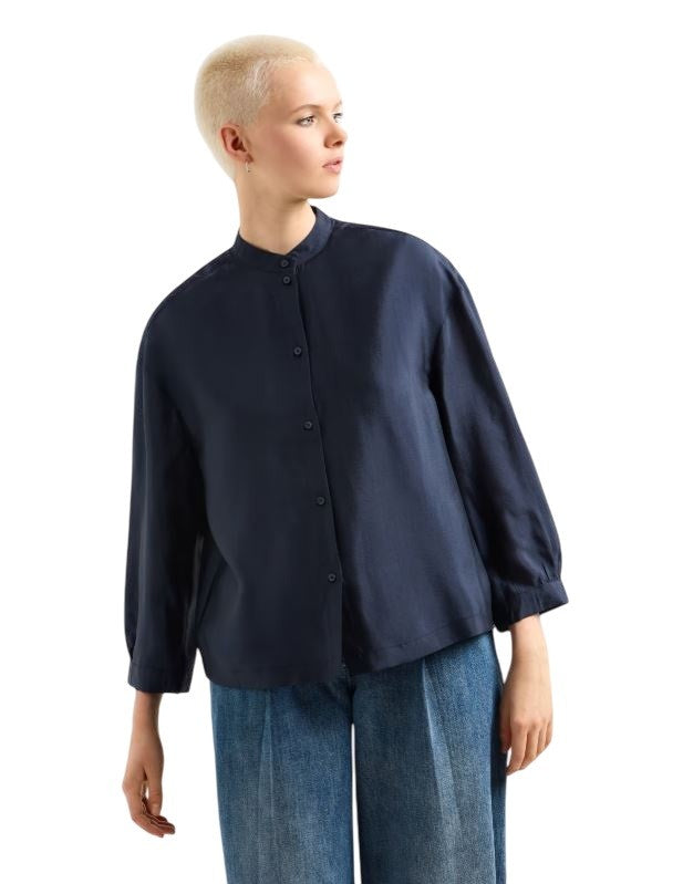 Armani Exchange Flowing Oversized Shirt With Mandarin Collar