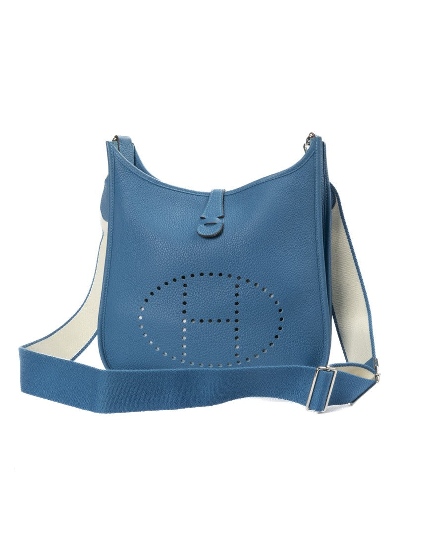 Hermès Blue Cobalt Sac Evelyne 29 Clemence Leather Shoulder Bag