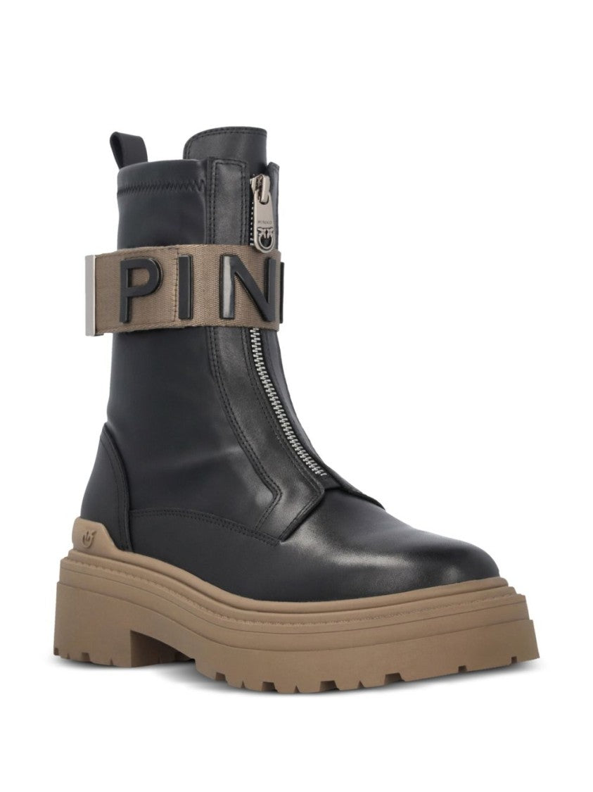 Pinko Sole Ankle Boots With Embossed Strap