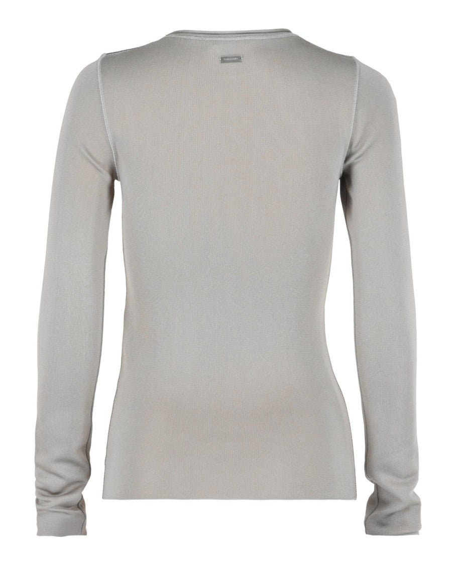 Ferragamo Fitted Long Sleeve Top With Round Neckline