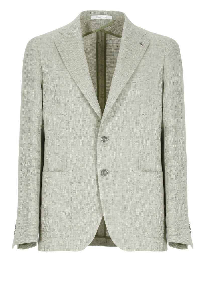 Tagliatore Green Linen And Wool Jacket