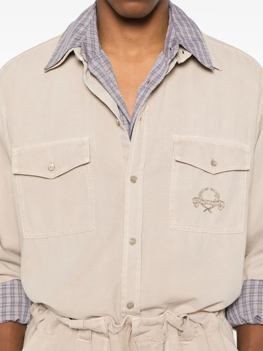 Moschino White Tailored Structured Collar Buttoned Shirt