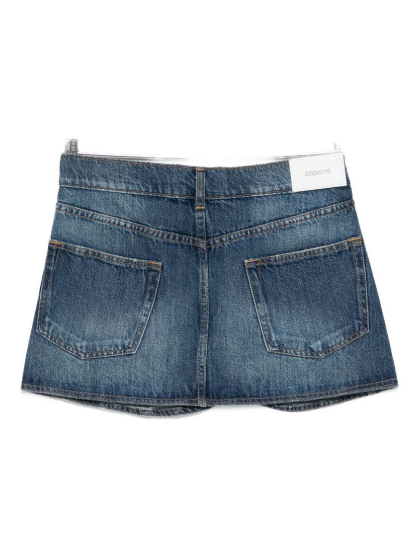 Coperni Asymmetrical Blue Denim Mini Skirt