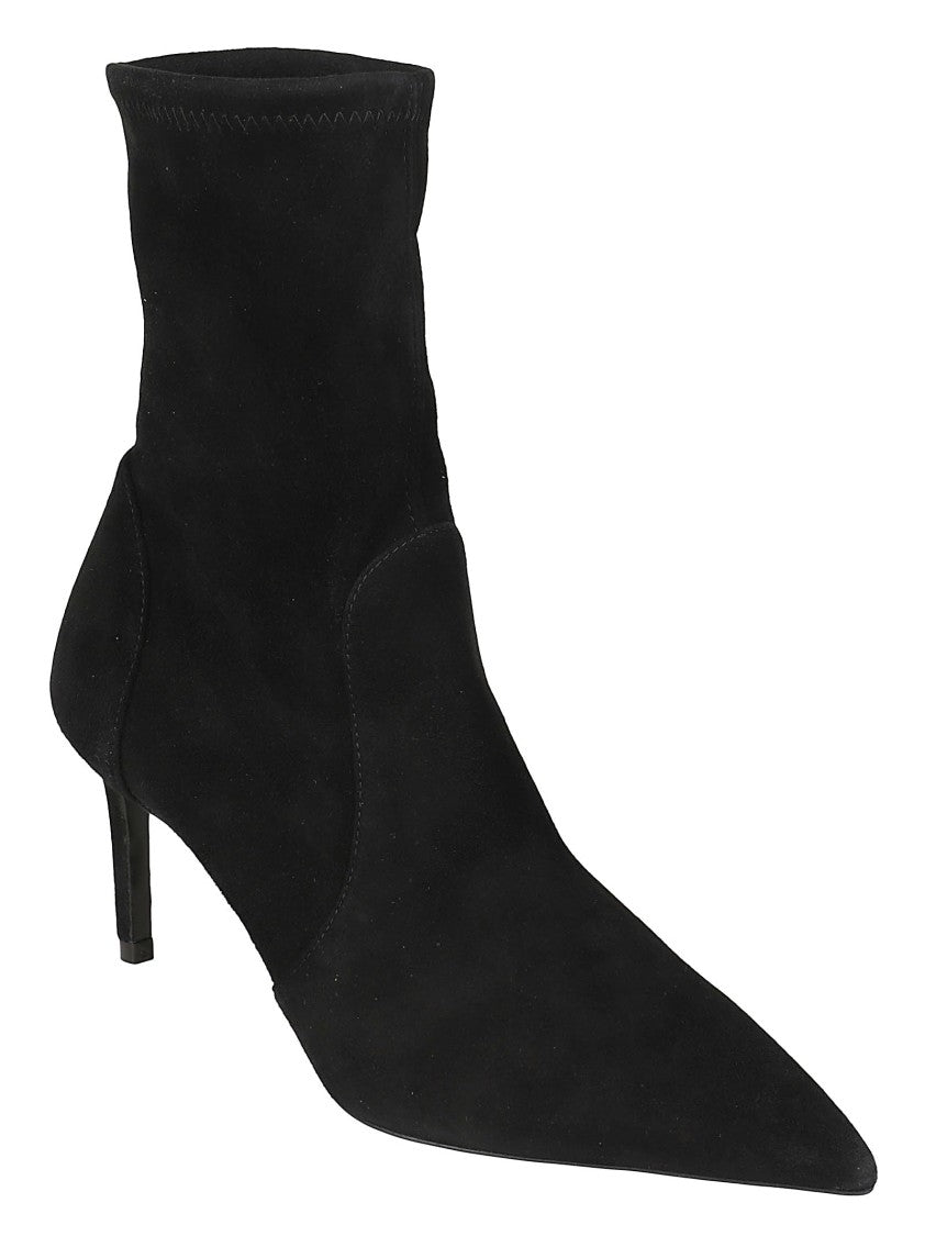 Stuart Weitzman Power 75 Pointed Toe Calf Suede Ankle Boots