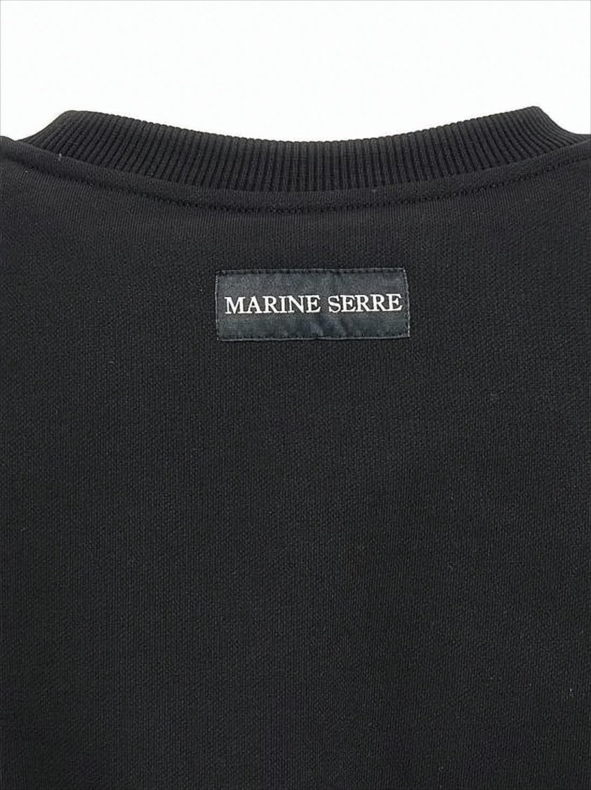 Marine Serre Cropped Black Long-Sleeve Top With Minimalist Design