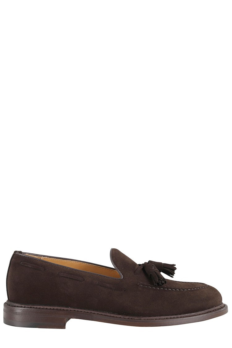 John Spencer Brown Superbuck 173 Detailed Stitching Suede Loafers