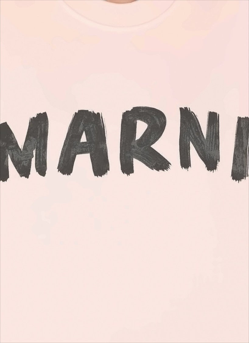 Marni Pastel Pink Long-Sleeve Top With Bold Brushstroke Detailing