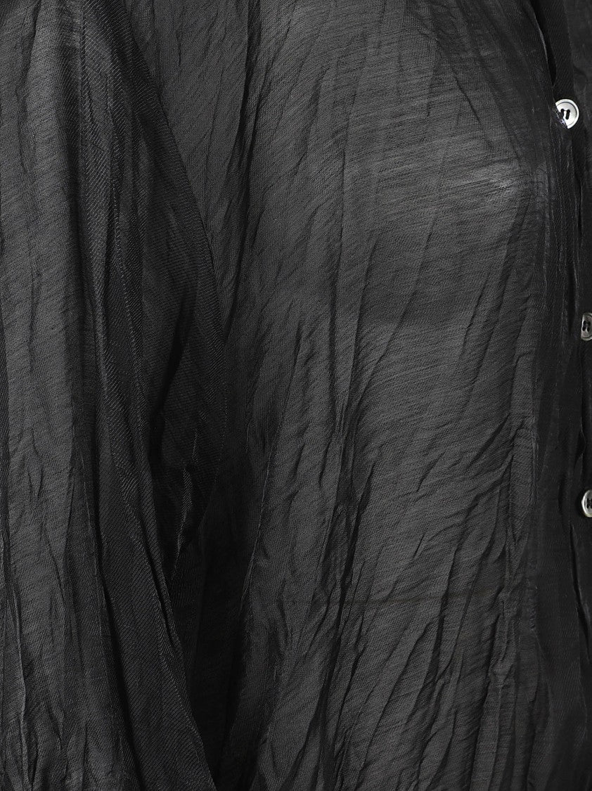 La Piscine Translucent Crinkled Black Shirt