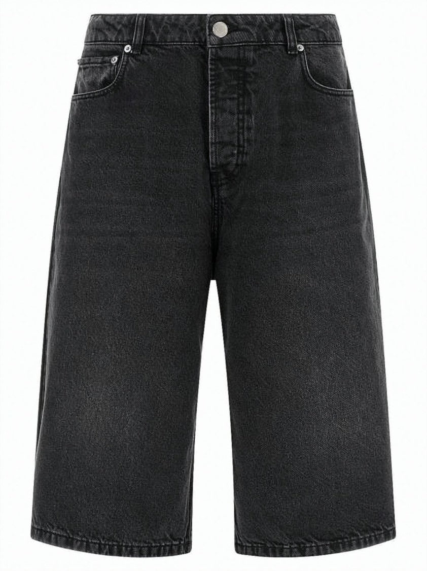 Ami Paris Straight-Cut Black Denim Shorts With Classic Five-Pocket Design