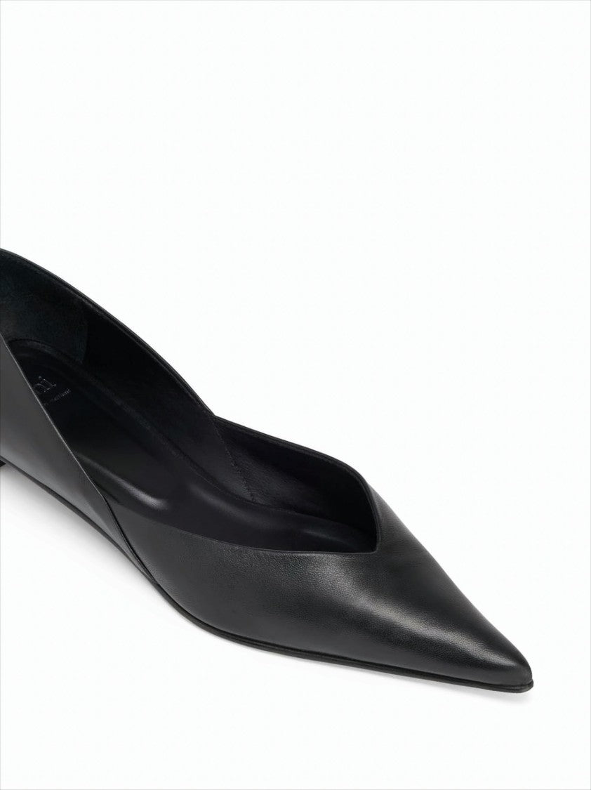 Ami Paris Pointed-Toe Flat Shoes With Low Geometric Heel