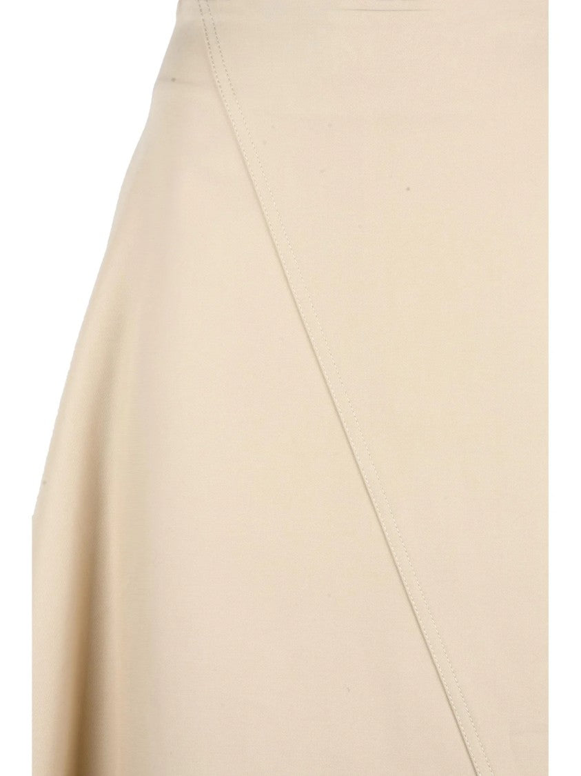 Bottega Veneta Asymmetrical Hem Cotton Skirt With Zip Closure