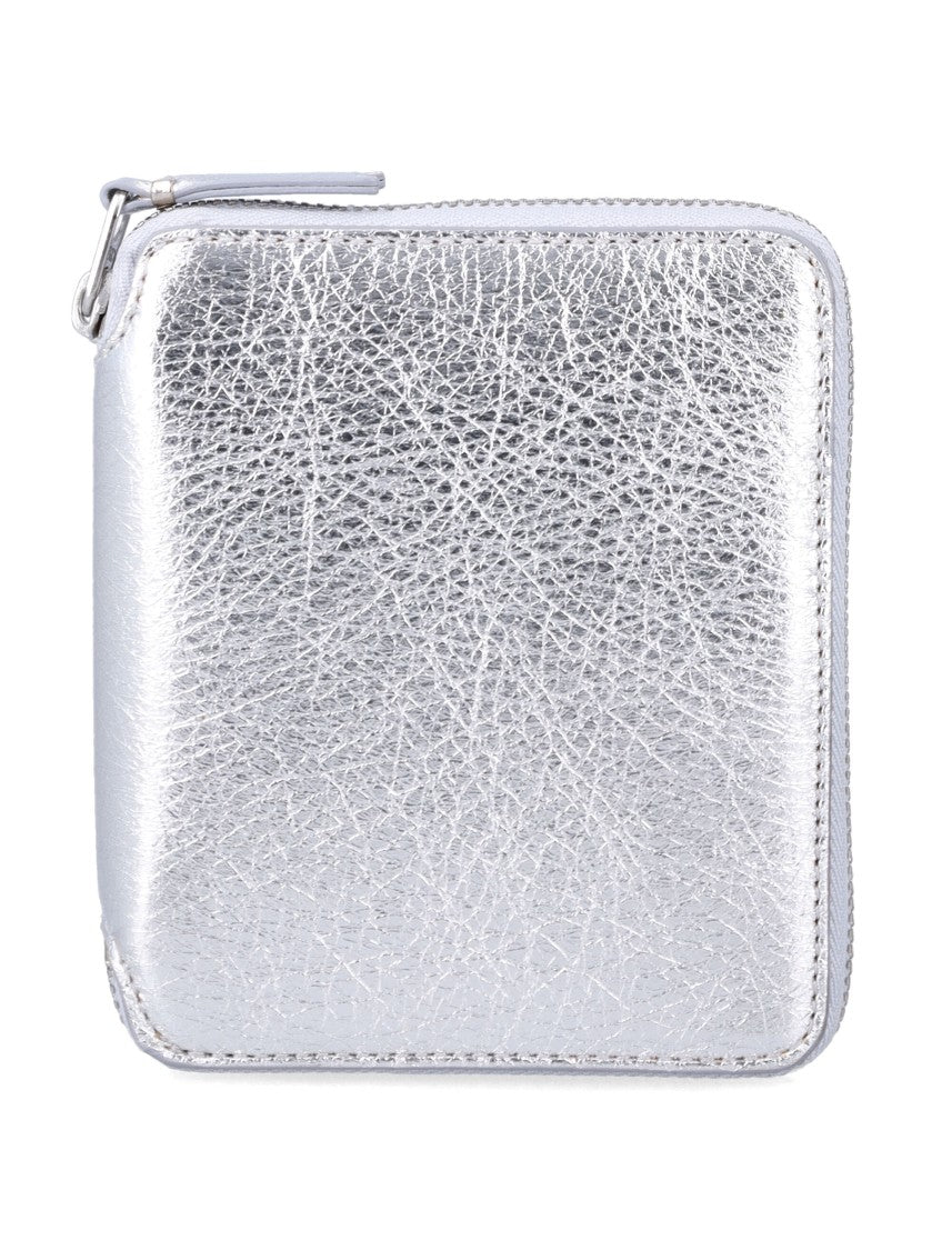 Comme Des Garçons Textured Metallic Leather Zip-Around Wallet