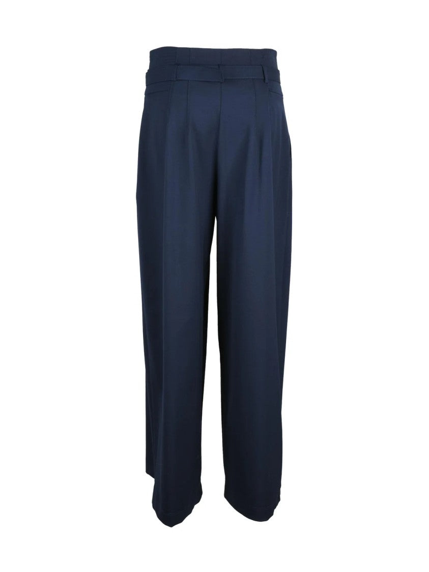 Marella High-Waisted Palazzo Trousers With Pleated Front And Wide Leg