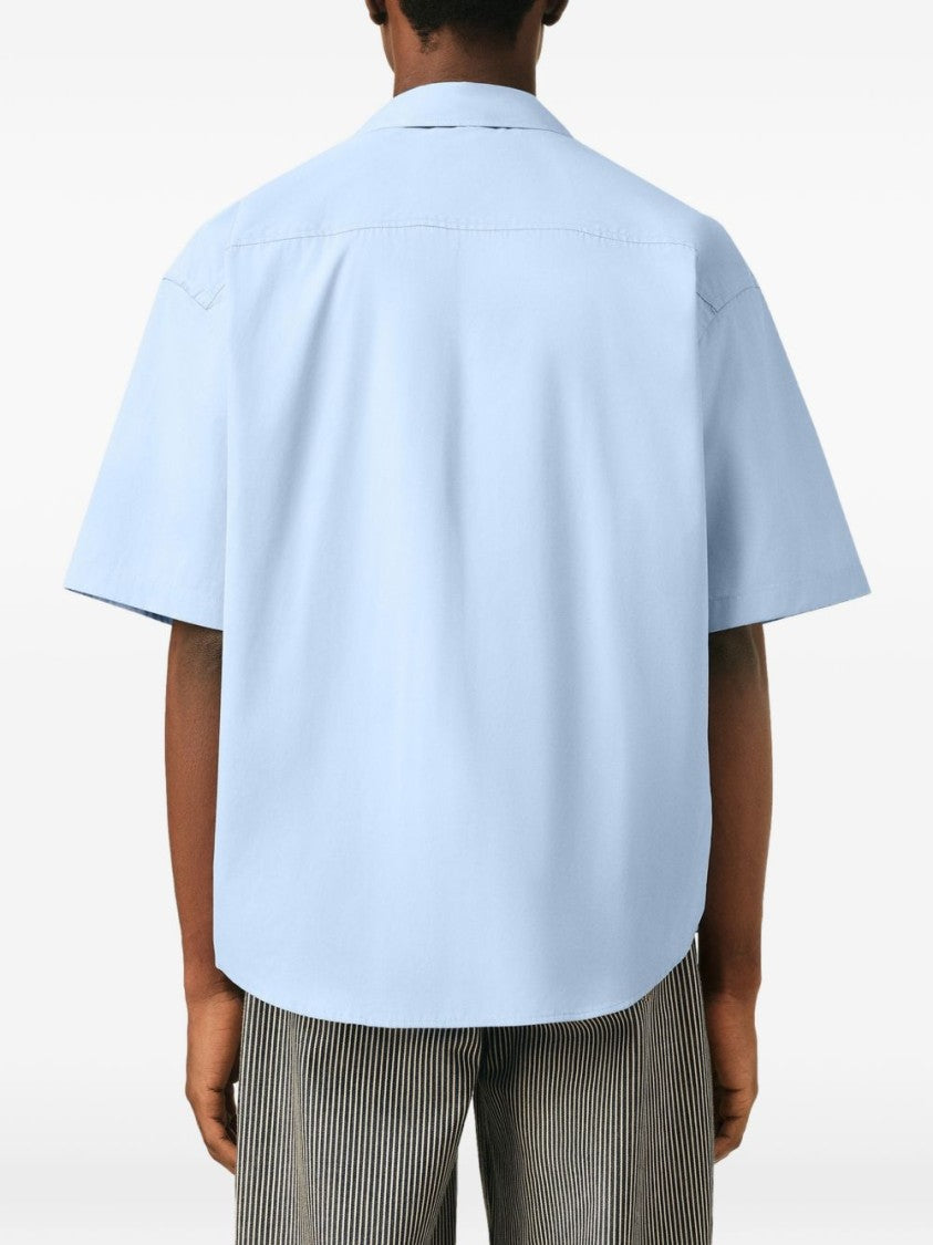 Ami Paris Relaxed Fit Camp Collar Shirt With Embroidered Detail