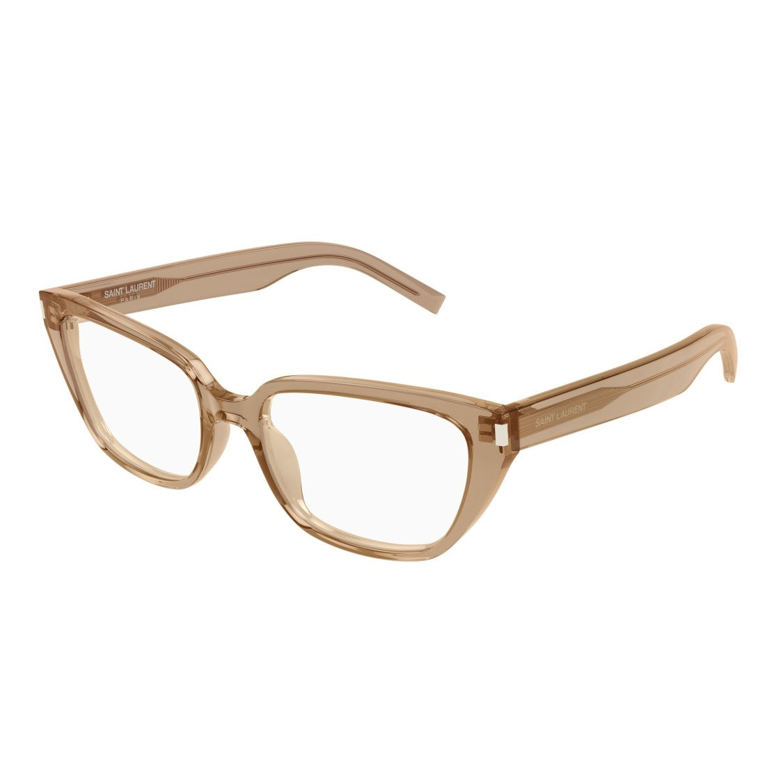 Saint Laurent Translucent Brown Acetate Sunglasses With Angular Design