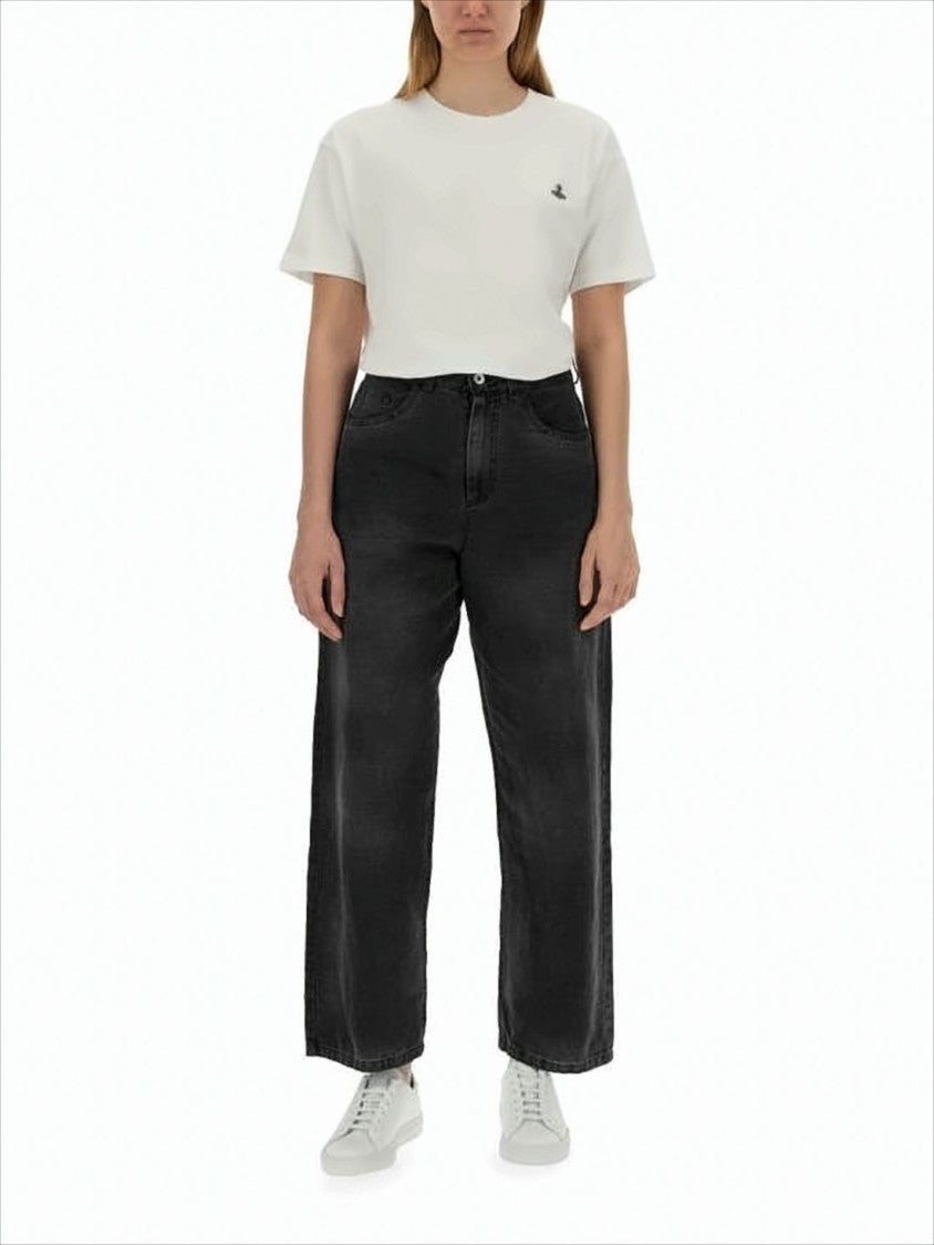 Vivienne Westwood Short-Sleeved Classic White T-Shirt With Embroidered Detail