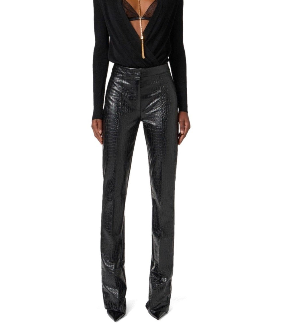 Elisabetta Franchi Black Pants With Croco-Print