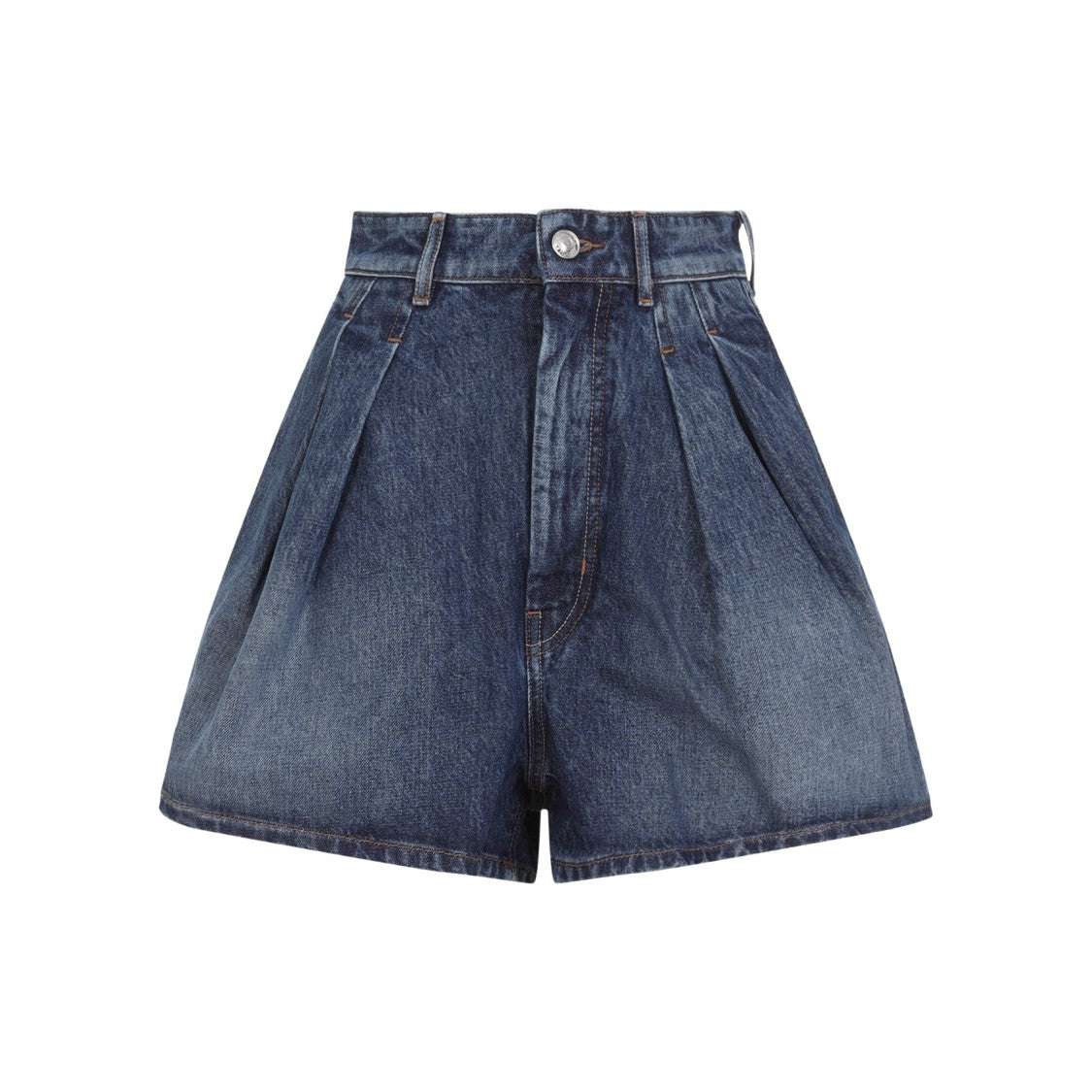 Sportmax High-Waisted Denim Shorts With Pleated Front Design