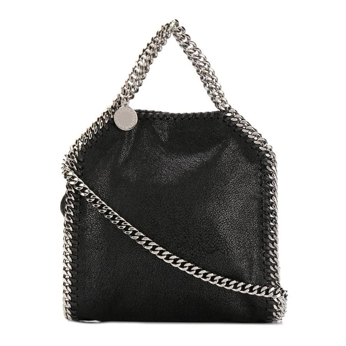 Stella Mccartney Pebbled Black Faux Leather Tiny Falabella Tote Bag