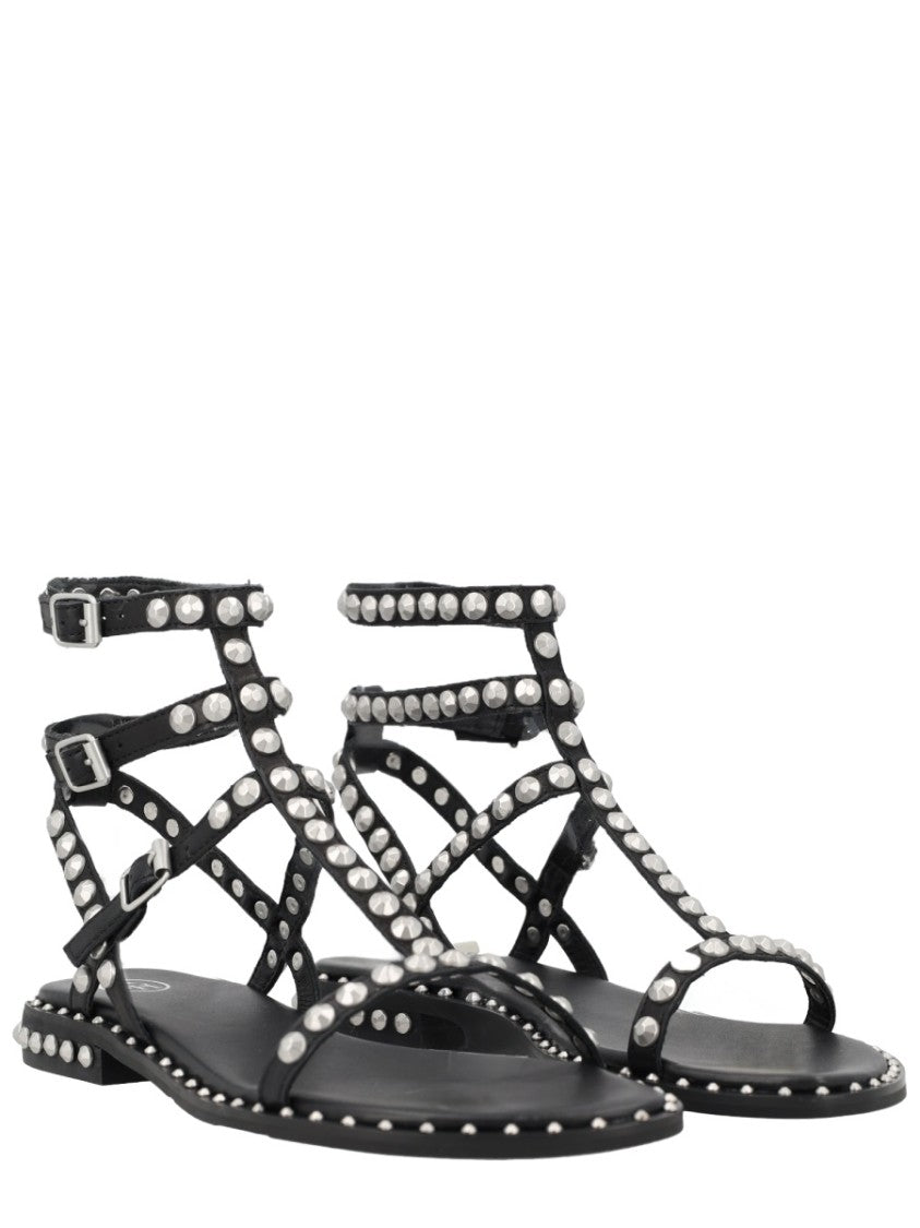 Ash Black Play Silver Studded Thin Sandals