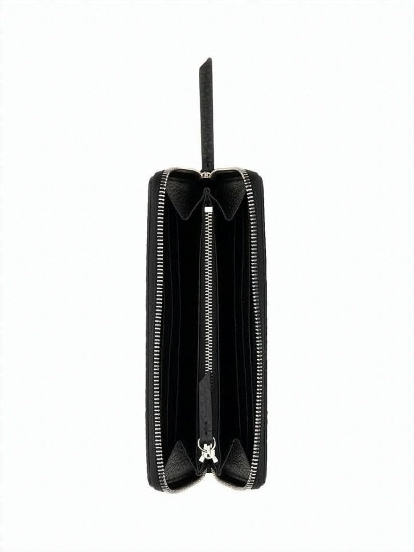 Maison Margiela Textured Calf Leather Long Wallet With Zip-Around Closure