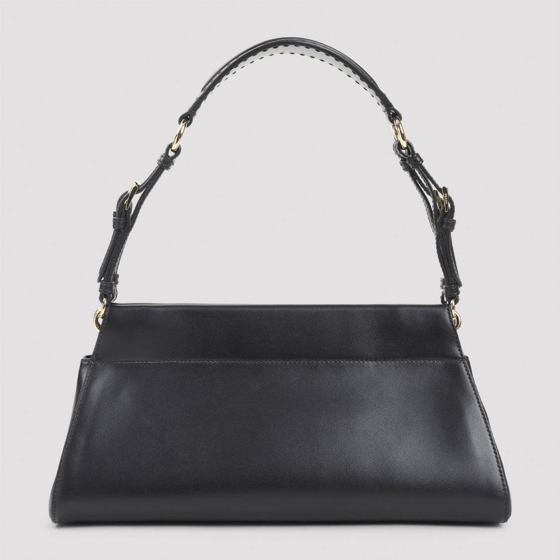 Prada Structured Calf Leather Handbag With Gold Hardware Accents