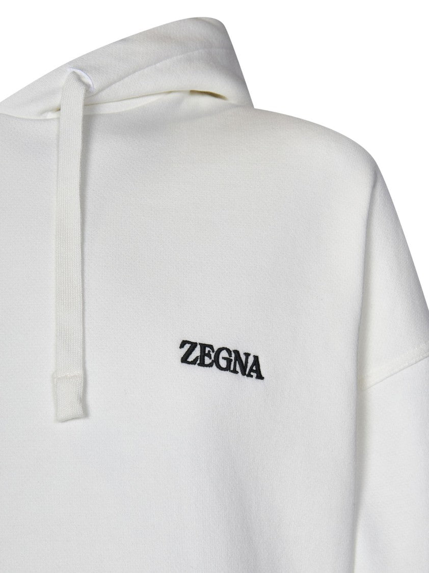 Zegna Hooded Cotton Sweatshirt With Logo Embroidery