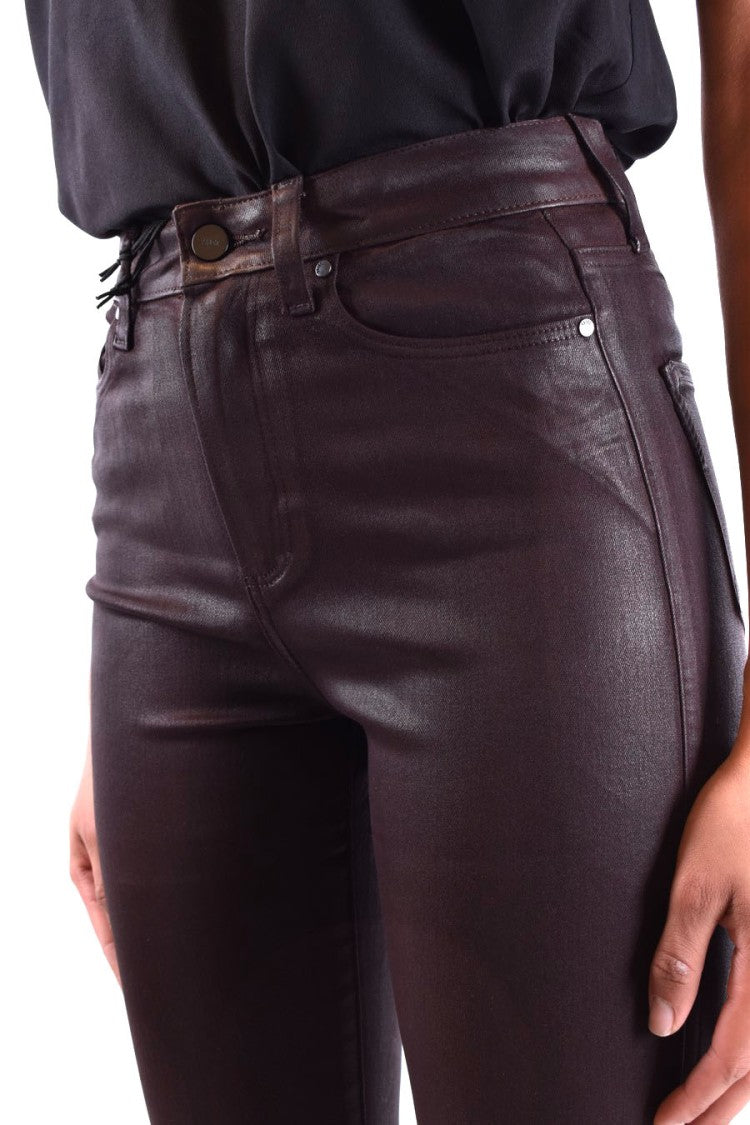 Paige Cropped Slim-Fit Jeans With Coated Finish