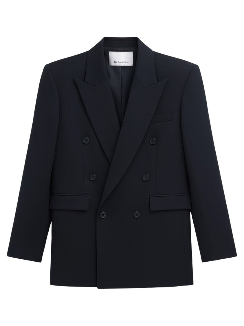 The Frankie Shop Black Peaked Lapels Wool Blazer