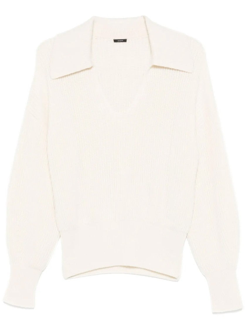 Joseph Open Neck Wool And Cashmere Sweater With Wide Collar