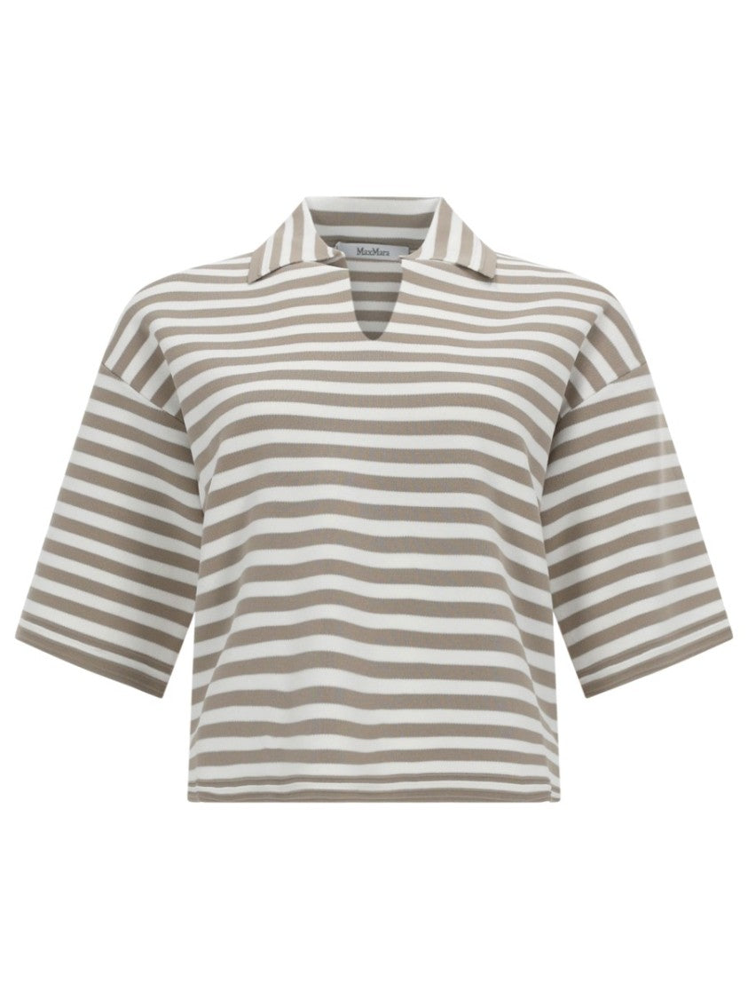Max Mara Boxy Cropped Striped Viscose-Blend Top