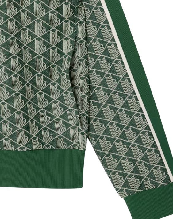 Lacoste Jacquard Knit Zip-Up Contrasting Stripe Sweatshirt