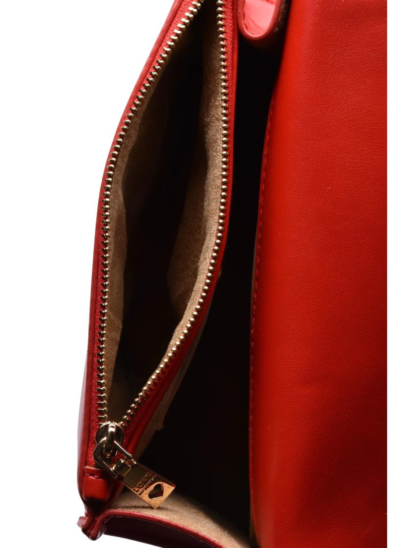 Love Moschino Red Polyurethane Logo Shoulder Bag