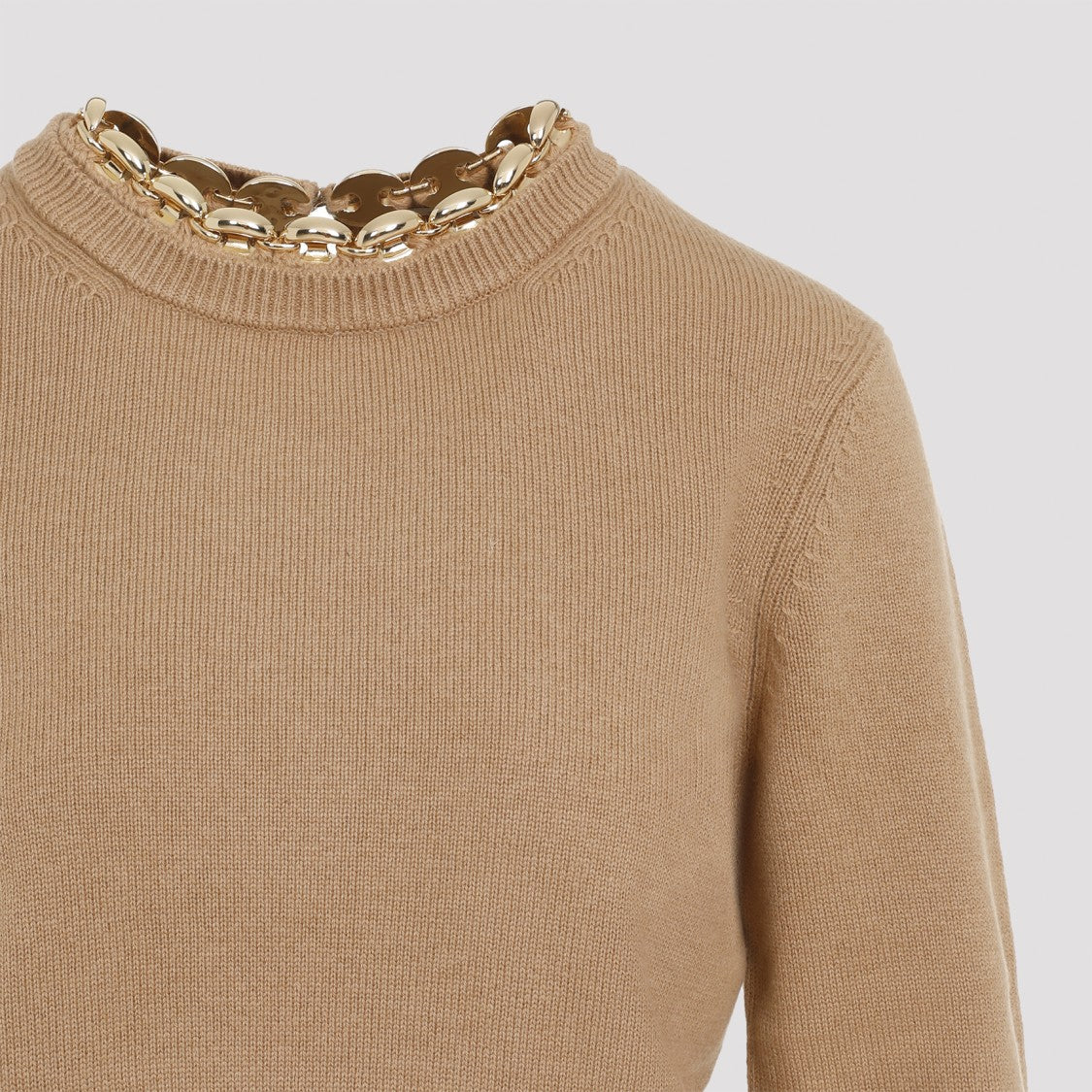 Rabanne Camel Brown Merino Wool Pullover
