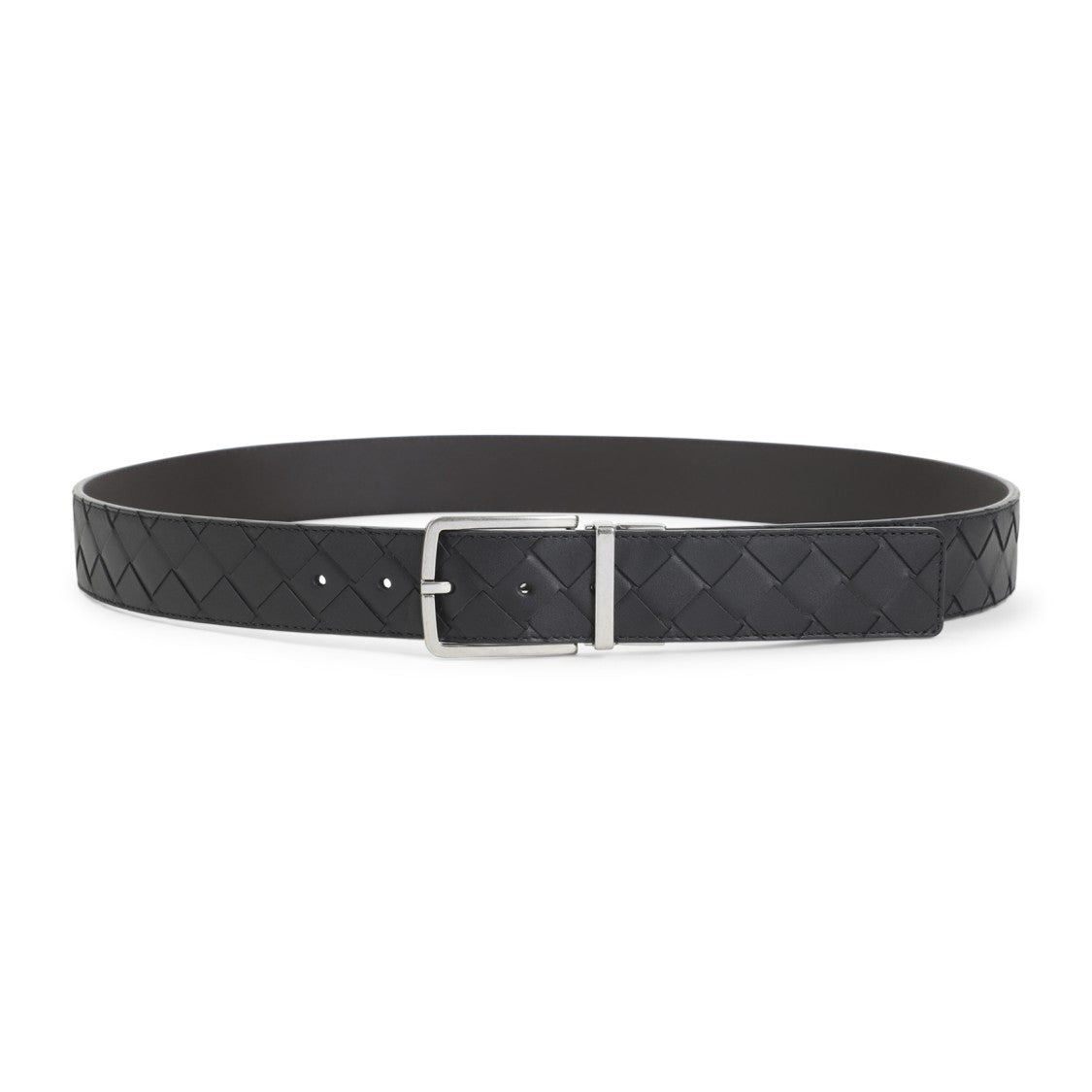 Bottega Veneta Intrecciato Leather Belt With Silver-Tone Buckle